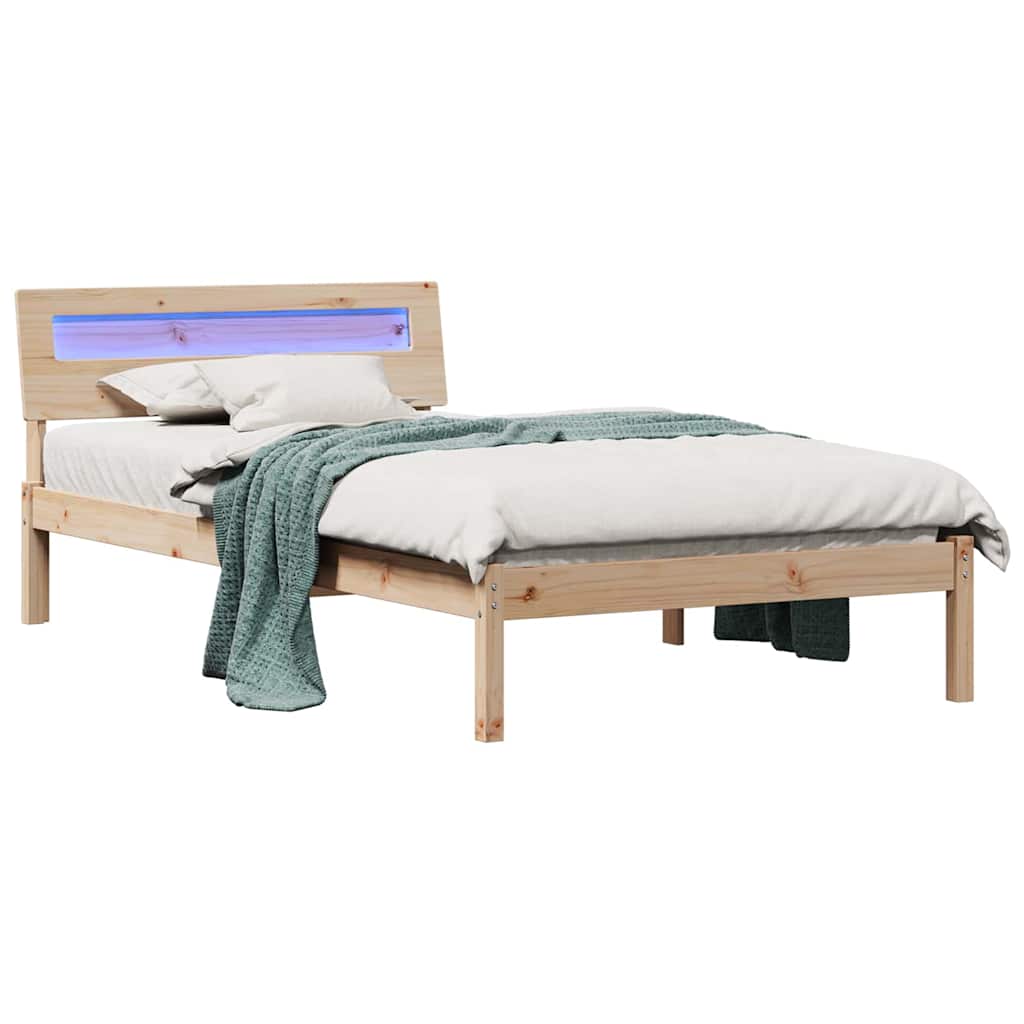 Bed Frame with Headboard Brown 90 x 190 cm Solid Pine Wood