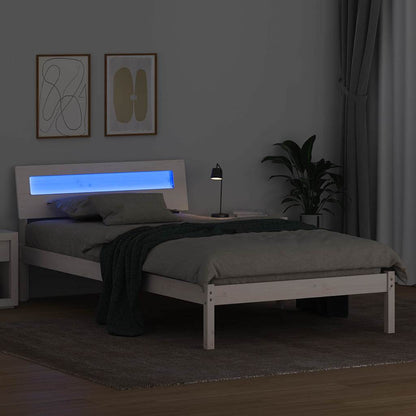 Bed Frame with Headboard White 90 x 190 cm Solid Pine Wood