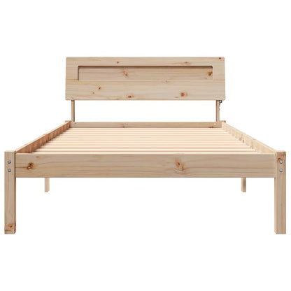 Bed Frame with Headboard Brown 75 x 190 cm Solid Pine Wood