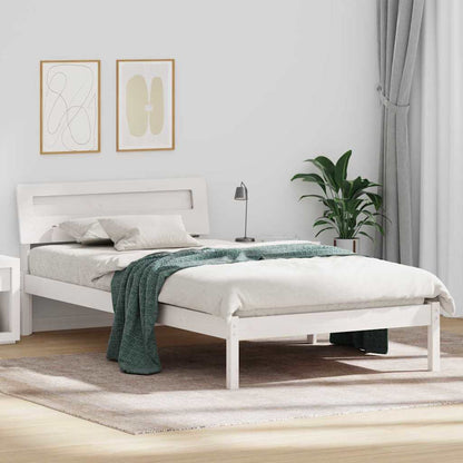 Bed Frame with Headboard White 75 x 190 cm Solid Pine Wood