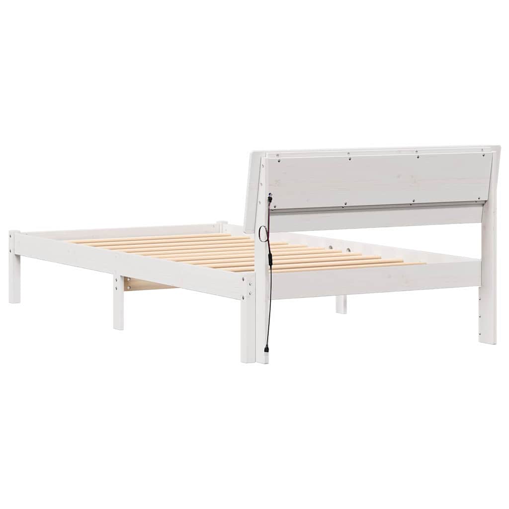 Bed Frame with Headboard White 75 x 190 cm Solid Pine Wood