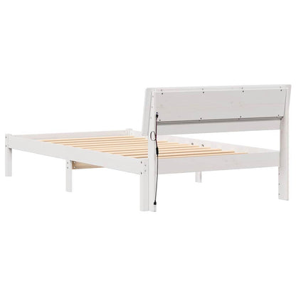 Bed Frame with Headboard White 75 x 190 cm Solid Pine Wood