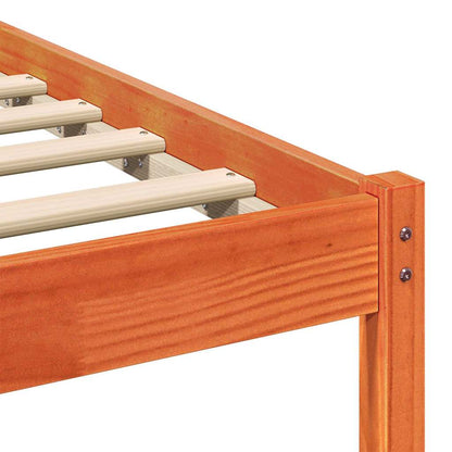 Bed Frame with Headboard Wax Brown 75 x 190 cm Solid Pine Wood