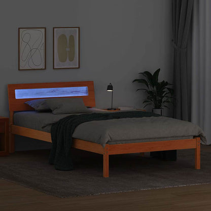 Bed Frame with Headboard Wax Brown 75 x 190 cm Solid Pine Wood