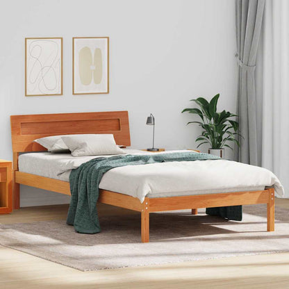 Bed Frame with Headboard Wax Brown 75 x 190 cm Solid Pine Wood