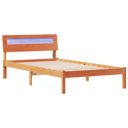 Bed Frame with Headboard Wax Brown 75 x 190 cm Solid Pine Wood