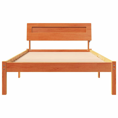 Bed Frame with Headboard Wax Brown 75 x 190 cm Solid Pine Wood