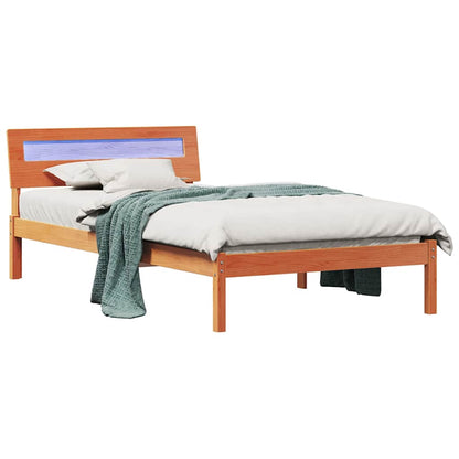 Bed Frame with Headboard Wax Brown 75 x 190 cm Solid Pine Wood