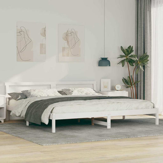 Bed Frame with Headboard White 180 x 200 cm Solid Pine Wood