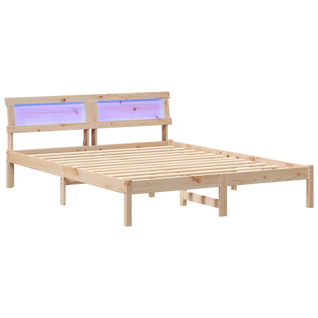 Bed Frame with Headboard Brown 160 x 200 cm Solid Pine Wood