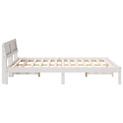 Bed Frame with Headboard White 160 x 200 cm Solid Pine Wood