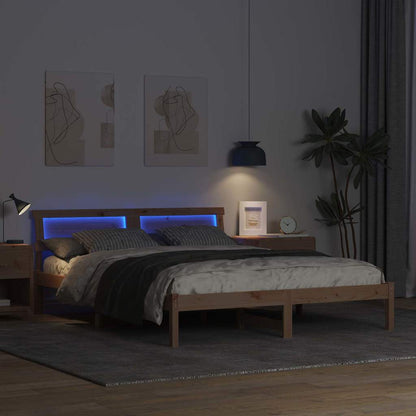 Bed Frame with Headboard Brown 150 x 200 cm Solid Pine Wood