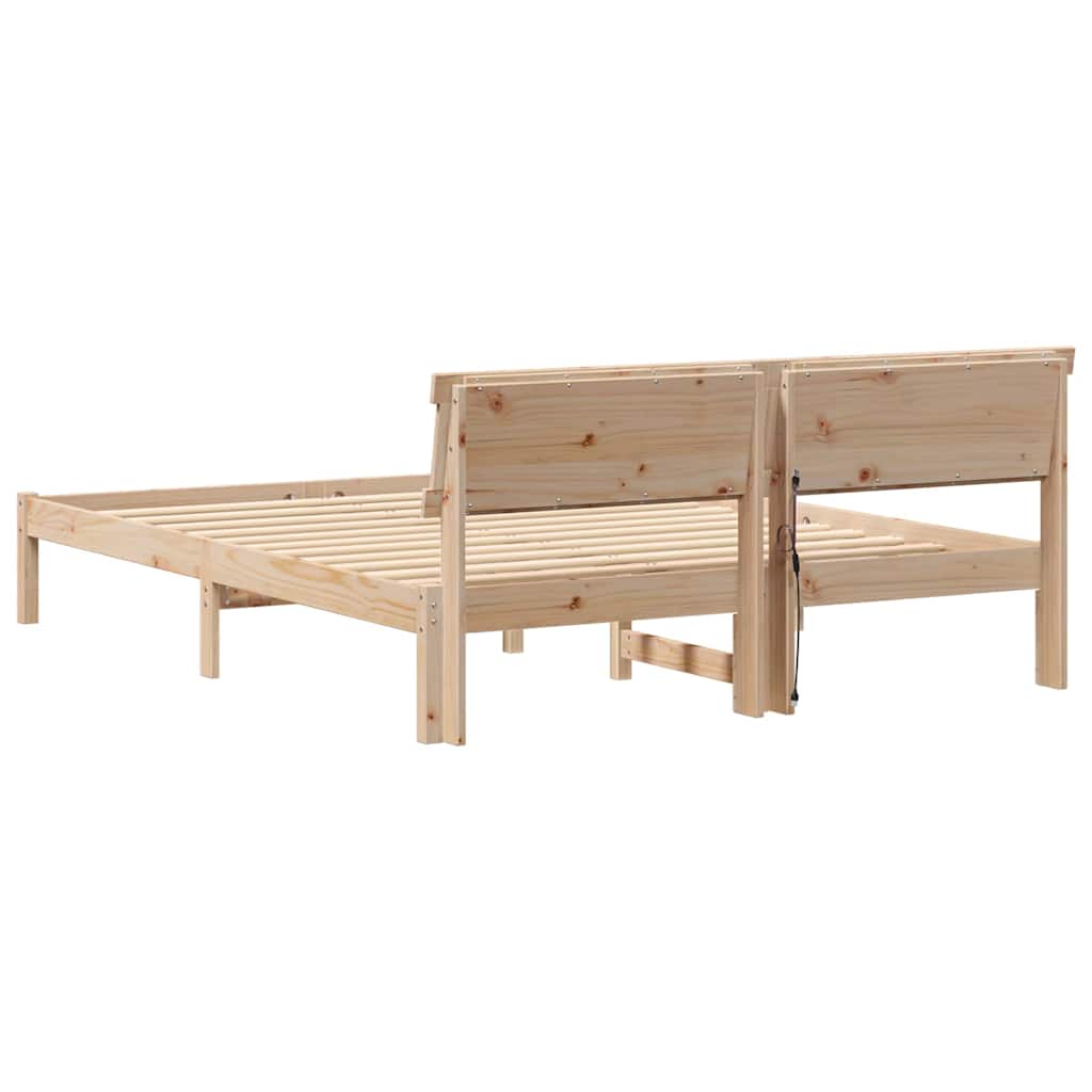 Bed Frame with Headboard Brown 150 x 200 cm Solid Pine Wood