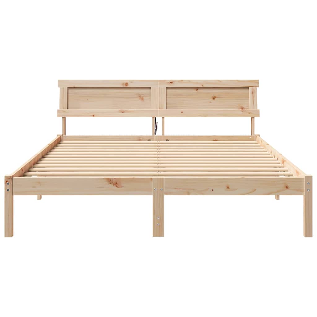 Bed Frame with Headboard Brown 150 x 200 cm Solid Pine Wood