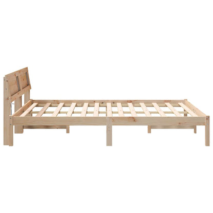 Bed Frame with Headboard Brown 150 x 200 cm Solid Pine Wood