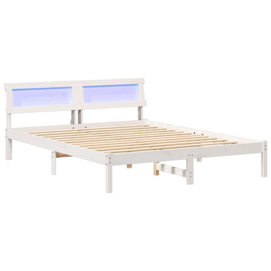 Bed Frame with Headboard White 150 x 200 cm Solid Pine Wood