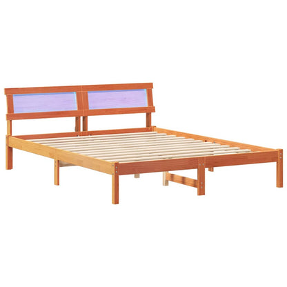 Bed Frame with Headboard Wax Brown 150 x 200 cm Solid Pine Wood