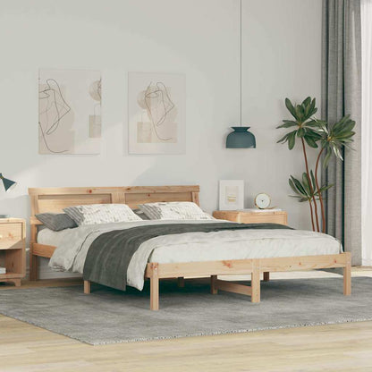 Bed Frame with Headboard Brown 140 x 200 cm Solid Pine Wood