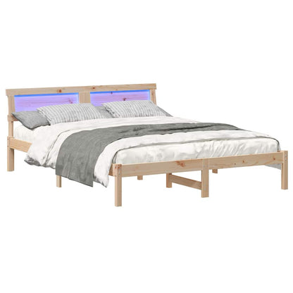 Bed Frame with Headboard Brown 140 x 200 cm Solid Pine Wood