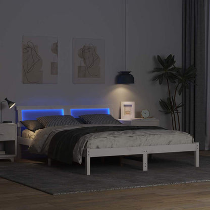 Bed Frame with Headboard White 140 x 200 cm Solid Pine Wood