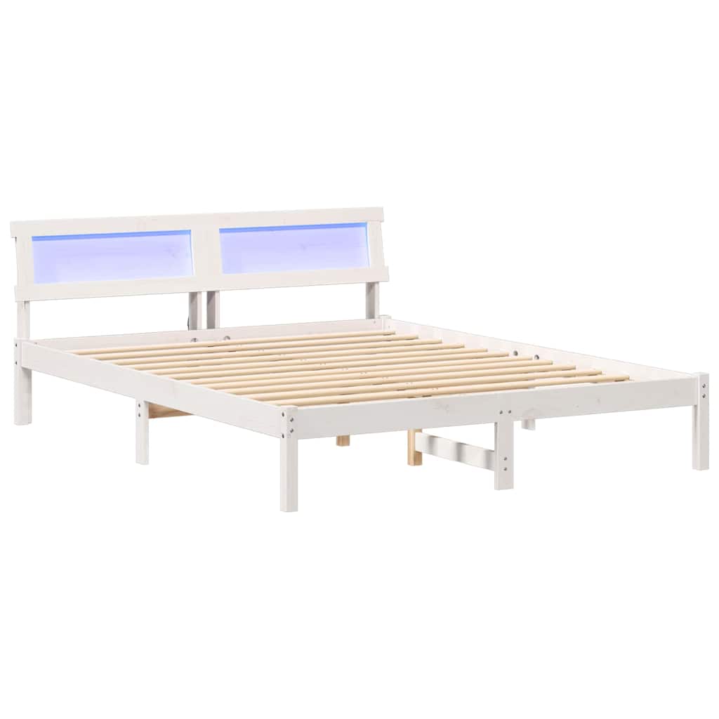 Bed Frame with Headboard White 140 x 200 cm Solid Pine Wood