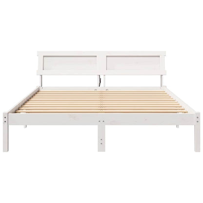Bed Frame with Headboard White 140 x 200 cm Solid Pine Wood