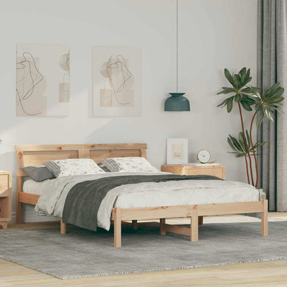Bed Frame with Headboard Brown 120 x 200 cm Solid Pine Wood