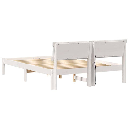 Bed Frame with Headboard White 120 x 200 cm Solid Pine Wood
