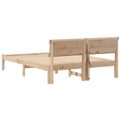 Bed Frame with Headboard Brown 140 x 190 cm Solid Pine Wood