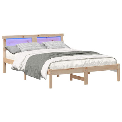 Bed Frame with Headboard Brown 140 x 190 cm Solid Pine Wood