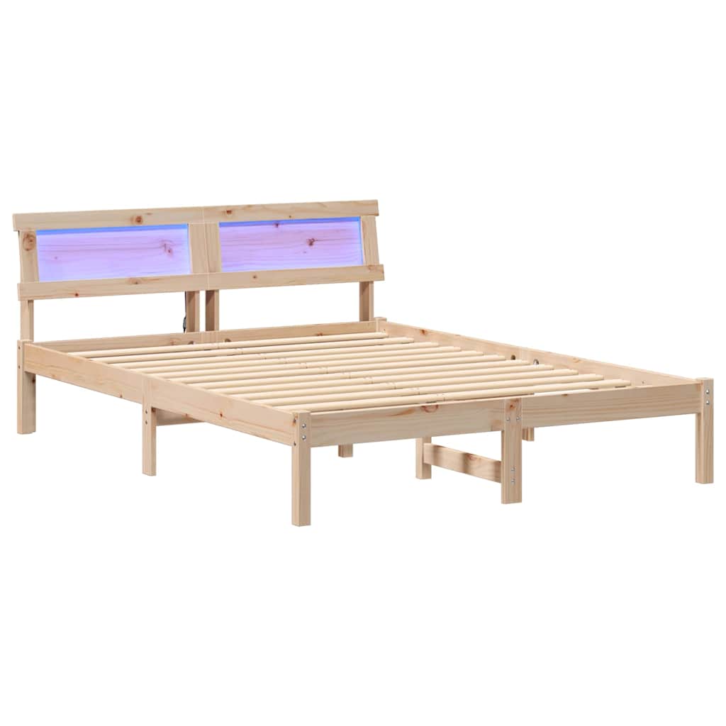 Bed Frame with Headboard Brown 120 x 190 cm Solid Pine Wood