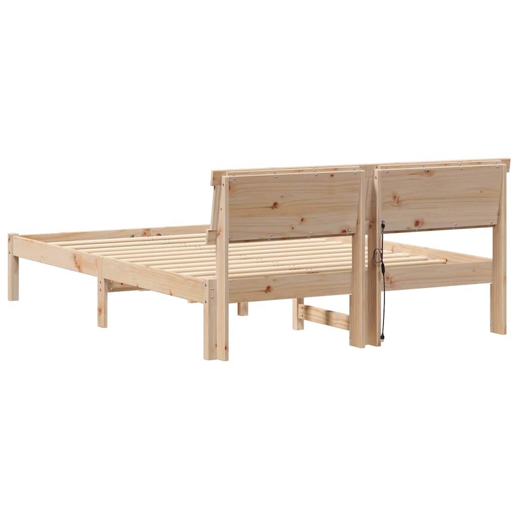 Bed Frame with Headboard Brown 120 x 190 cm Solid Pine Wood