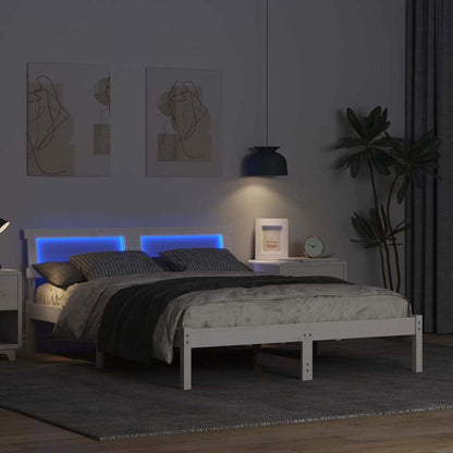 Bed Frame with Headboard White 120 x 190 cm Solid Pine Wood
