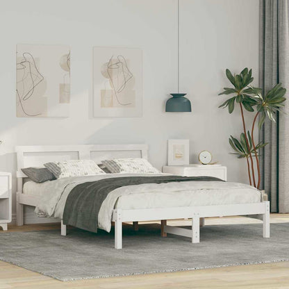 Bed Frame with Headboard White 120 x 190 cm Solid Pine Wood