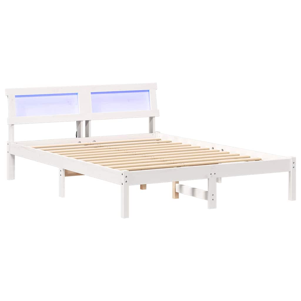 Bed Frame with Headboard White 120 x 190 cm Solid Pine Wood