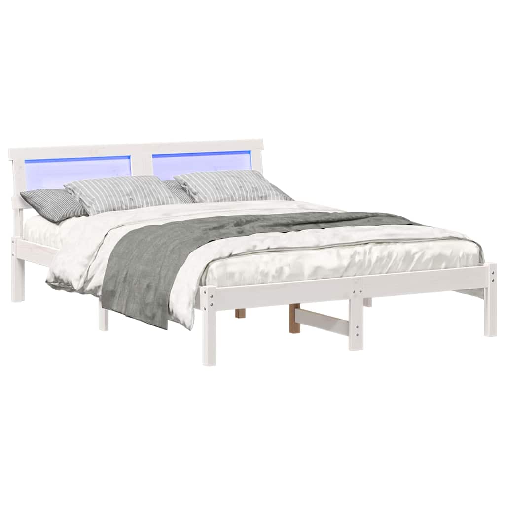Bed Frame with Headboard White 120 x 190 cm Solid Pine Wood