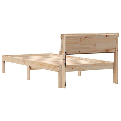 Bed Frame with Headboard Brown 100 x 200 cm Solid Pine Wood