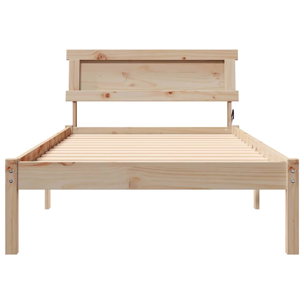 Bed Frame with Headboard Brown 100 x 200 cm Solid Pine Wood