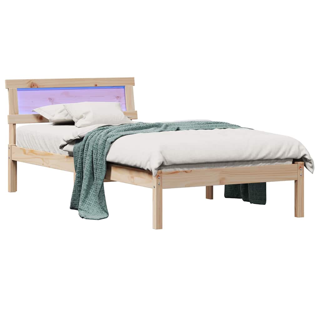 Bed Frame with Headboard Brown 100 x 200 cm Solid Pine Wood
