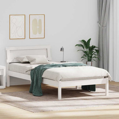 Bed Frame with Headboard White 100 x 200 cm Solid Pine Wood