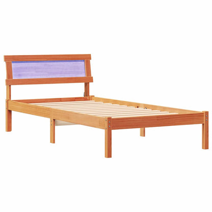 Bed Frame with Headboard Wax Brown 100 x 200 cm Solid Pine Wood