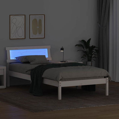 Bed Frame with Headboard White 90 x 190 cm Solid Pine Wood