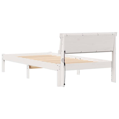 Bed Frame with Headboard White 75 x 190 cm Solid Pine Wood