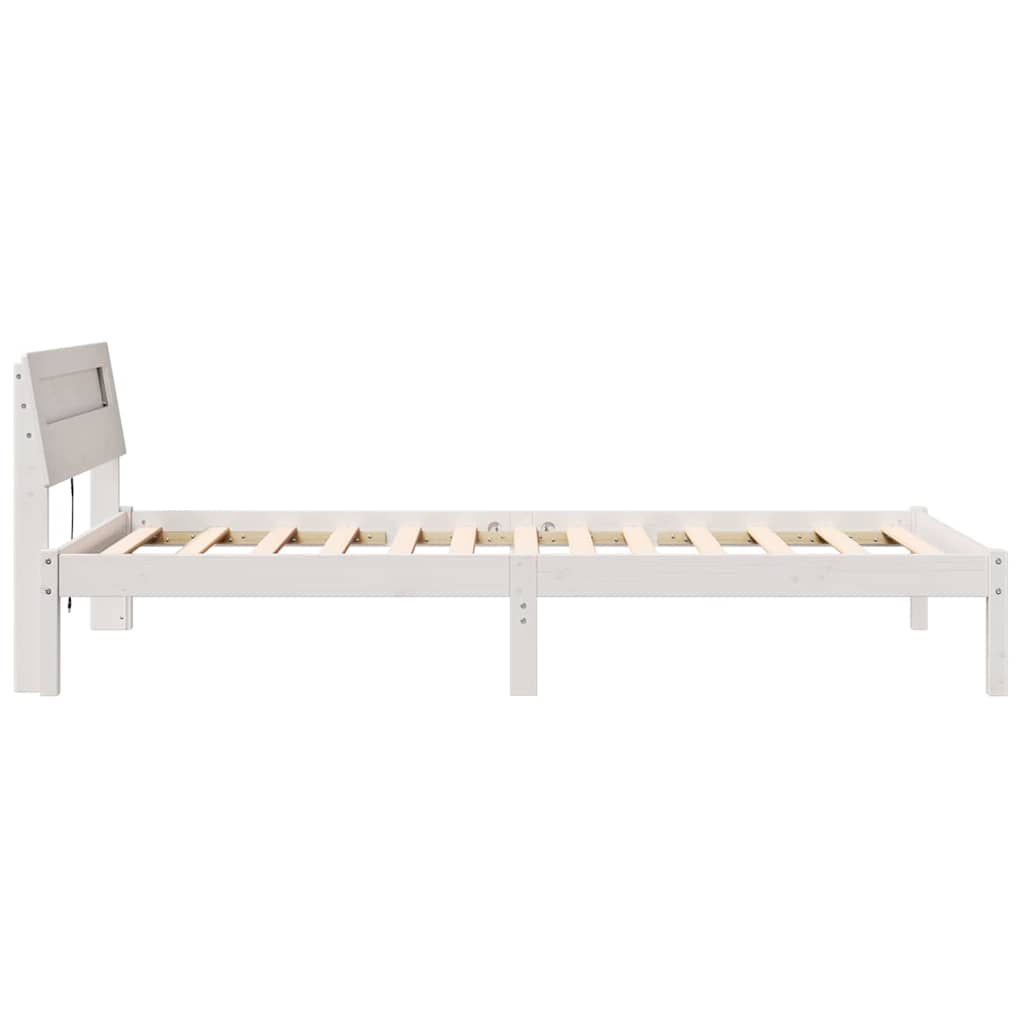 Bed Frame with Headboard White 75 x 190 cm Solid Pine Wood