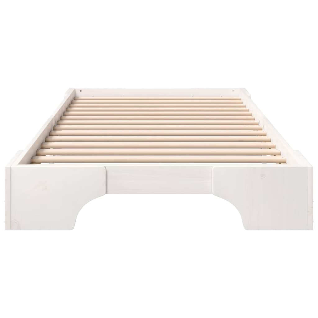 Bed Frame White 80 x 210 cm Solid Pine Wood