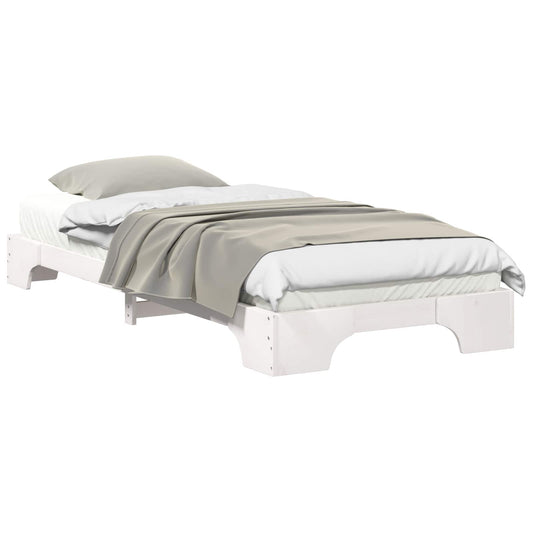 Bed Frame White 90 x 210 cm Solid Pine Wood