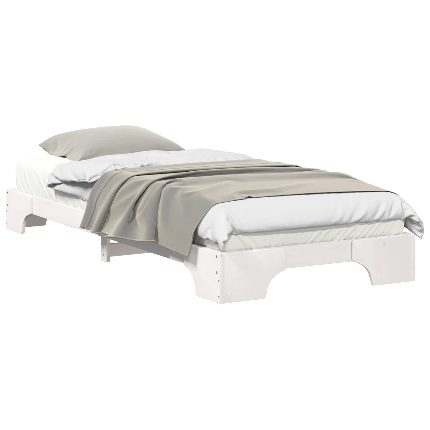 Bed Frame White 100 x 210 cm Solid Pine Wood