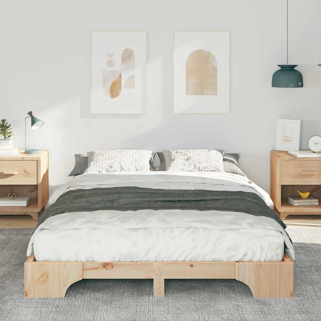 Bed Frame Brown 140 x 210 cm Solid Pine Wood