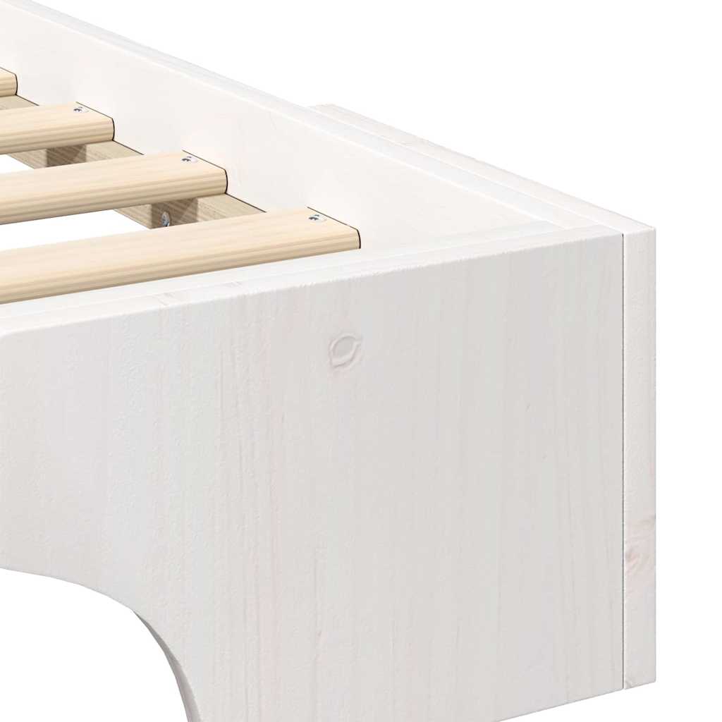 Bed Frame White 140 x 210 cm Solid Pine Wood