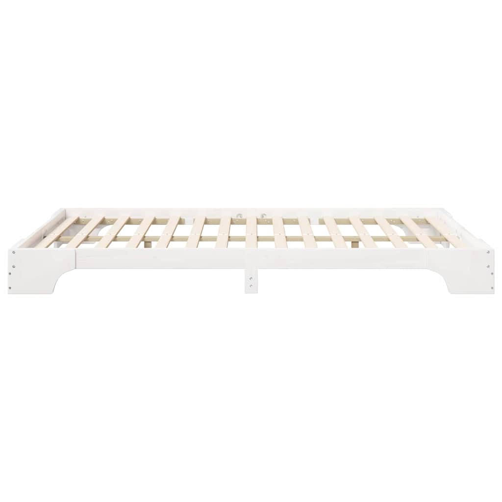Bed Frame White 140 x 210 cm Solid Pine Wood